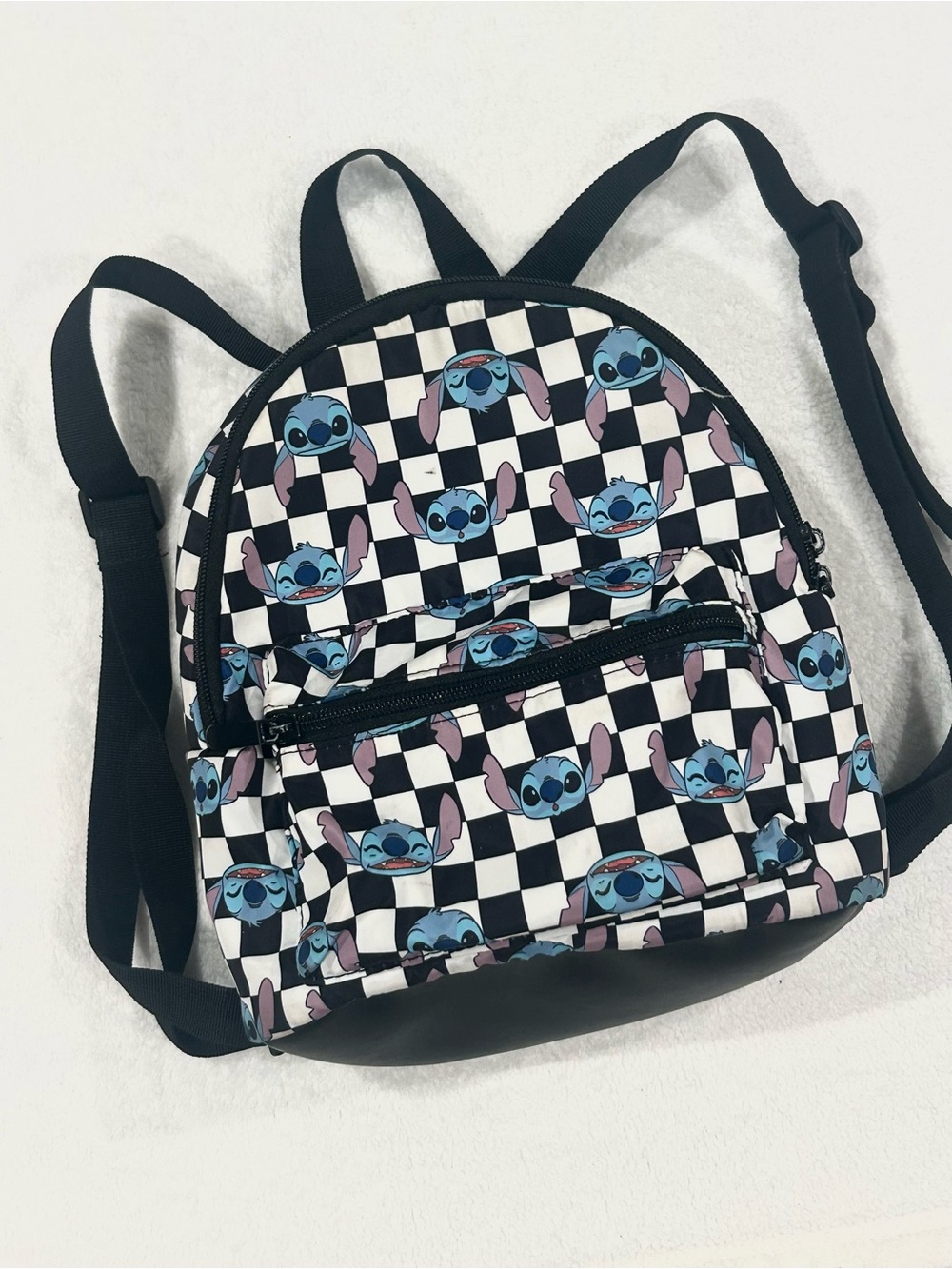 Bioworld Disney Lilo & Stitch mini backpack checkered print black & white cute